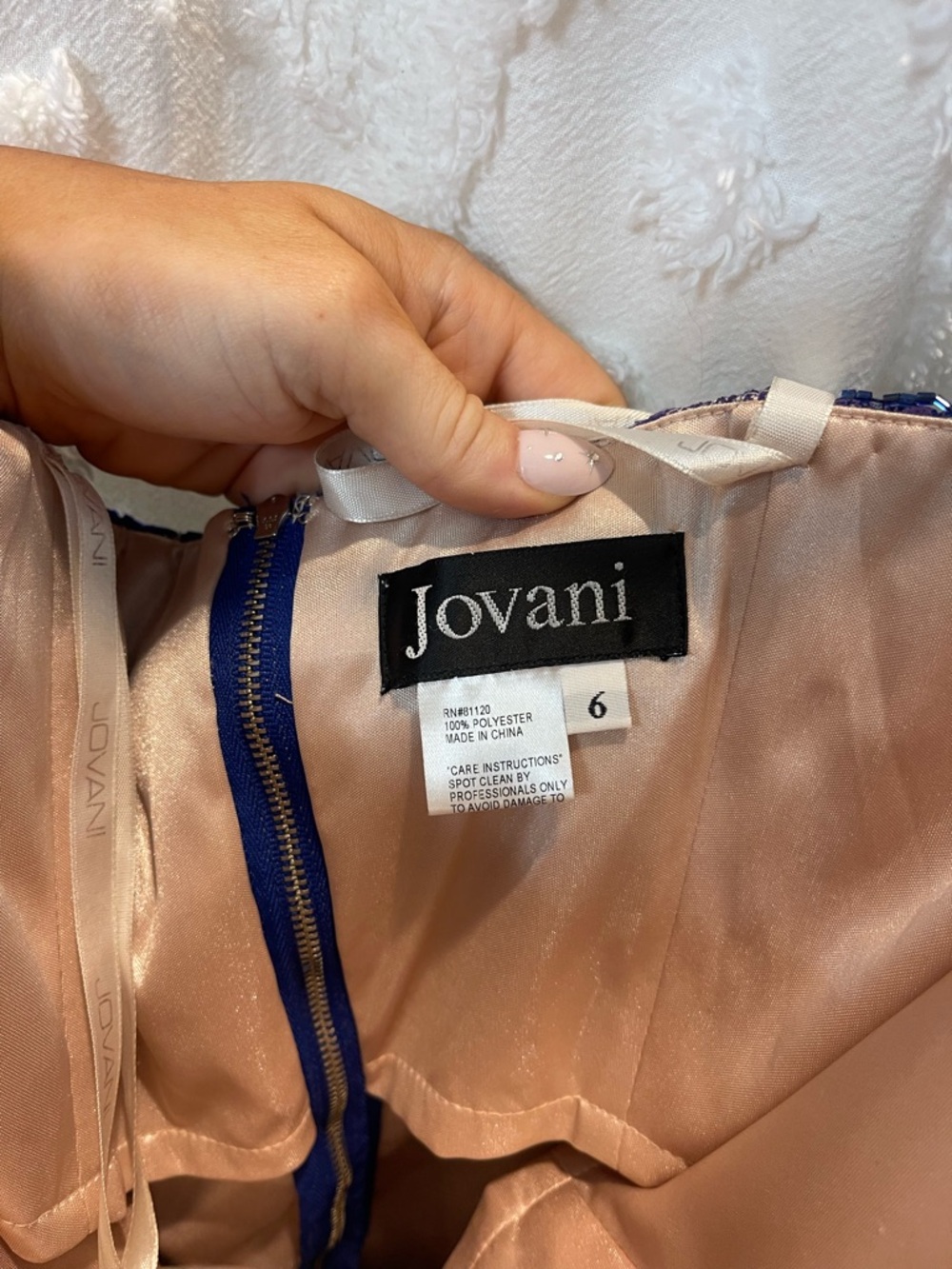 Jovani blue sequin mini dress with beading and lace - Picture 3 of 5
